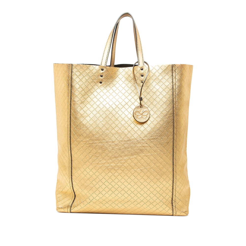Pre-Loved Bottega Veneta Metallic Leather Intrecciomirage Tote